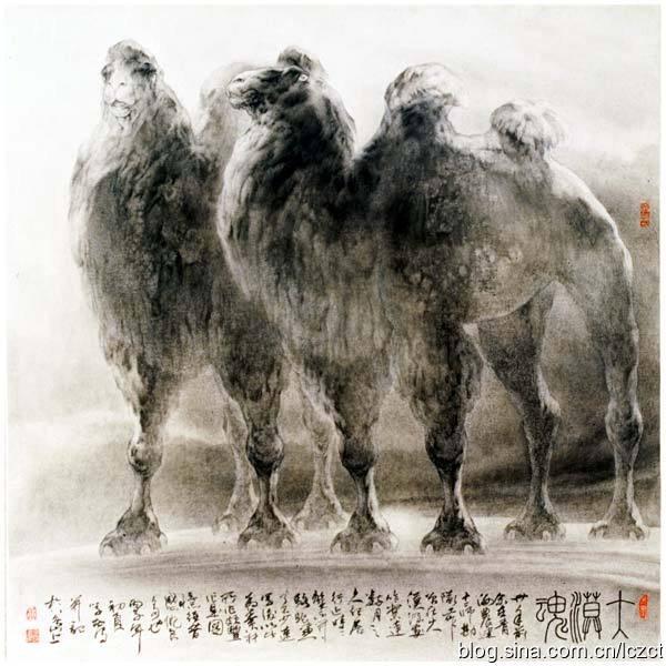 骆驼工笔画欣赏