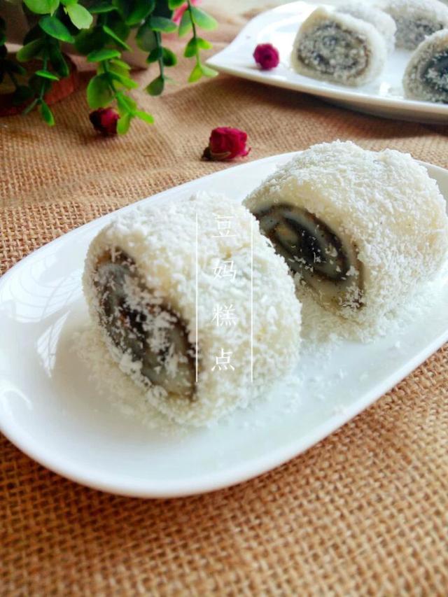 黑芝麻椰蓉糯米卷——軟糯香甜，顏值頗高，再也不想吃外面買的了 熱愛美食 第1张