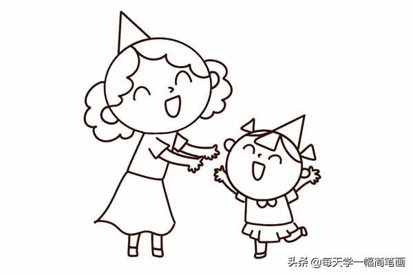 妈妈的节日简笔画图片大全,送给妈妈的一幅画简笔画的女孩