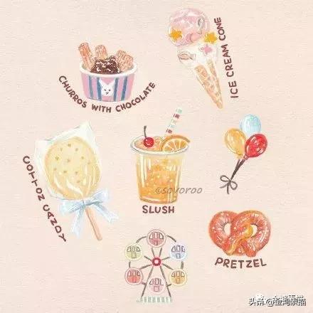 100种可爱小零食简笔画 可爱的简笔画 呆萌 手帐零食