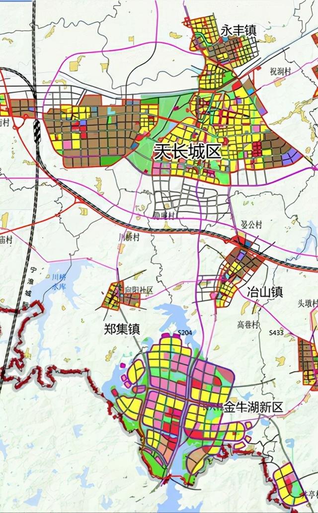 规划图天长城区-金牛湖新区天长市金牛湖新区最新卫星影像 2021年
