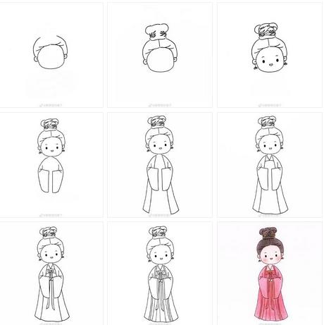 古风少女画,可爱的图画简笔画