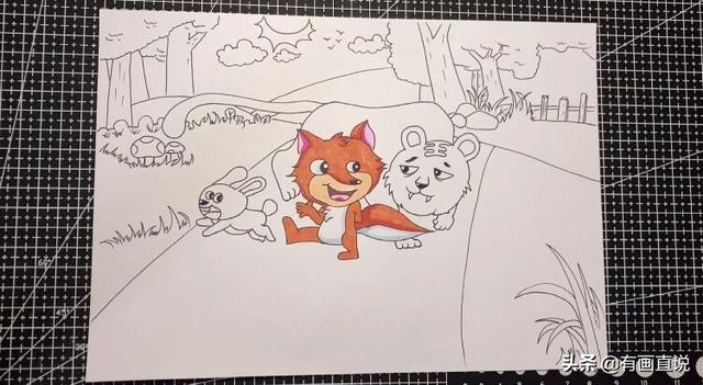 狐假虎威怎么画，狐假虎威简笔画儿童画