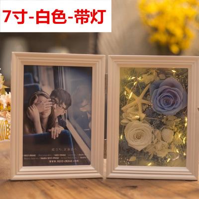情人节送礼物永生花相框七夕节情人节男女闺蜜生日礼物代打印结婚照片实木相