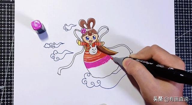 中秋节的嫦娥怎么画简单又漂亮，中秋节主题画第五款嫦娥画法