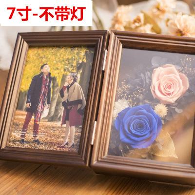 情人节送礼物永生花相框七夕节情人节男女闺蜜生日礼物代打印结婚照片实木相
