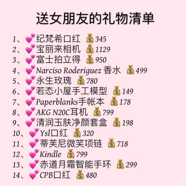 送女朋友清单来咯，男朋友们赶紧行动起来吧！ 情人节送什么礼物给女朋友