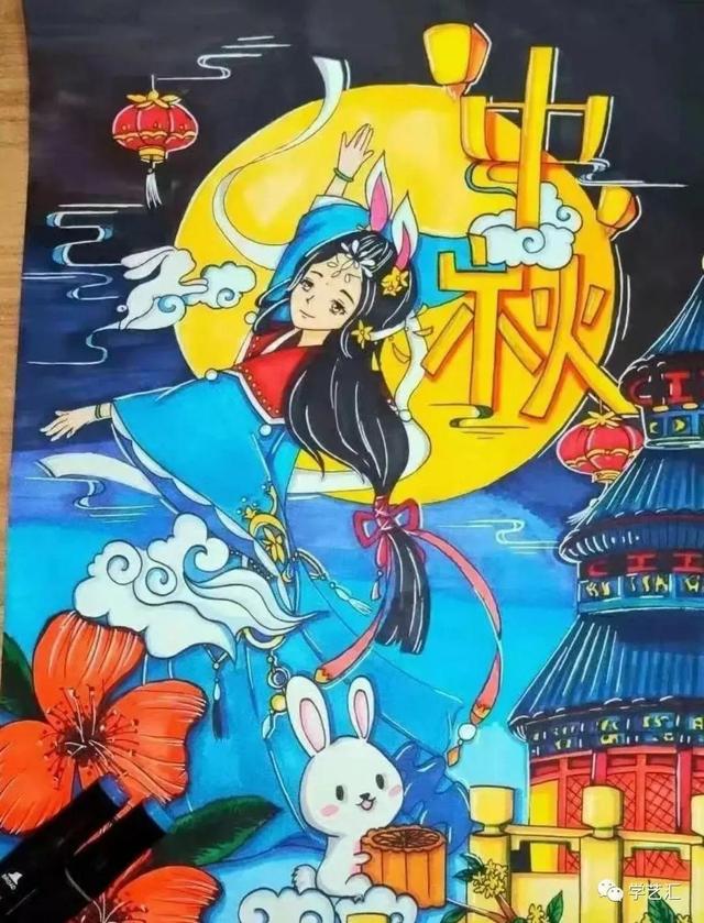 有关中秋节的绘画简单又漂亮，最新中秋绘画主题再来一波