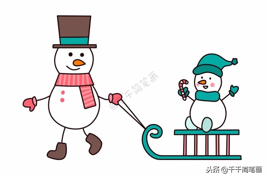 雪人简笔画2022年最新超萌的20种圣诞雪人简笔画