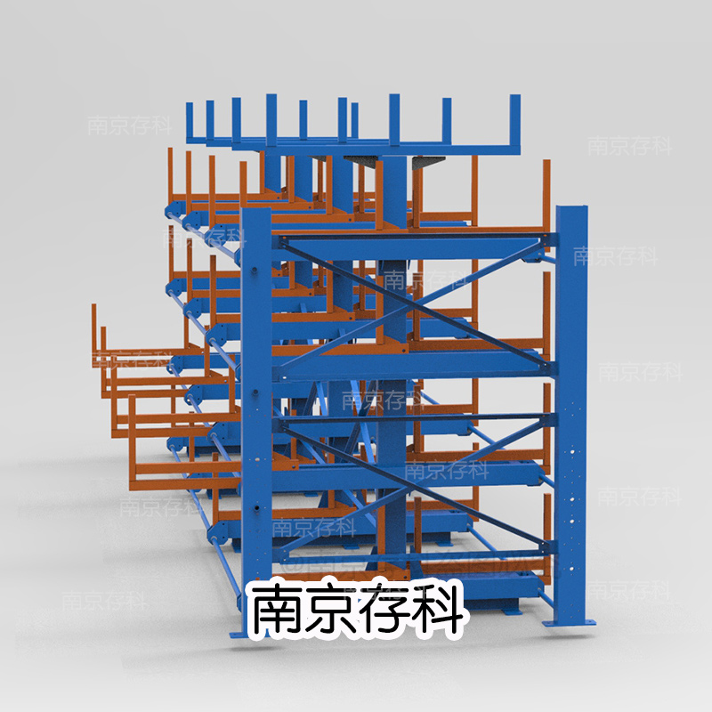 管材车间占地大 底层不好取出 使用伸缩悬臂式管材货架随存随取