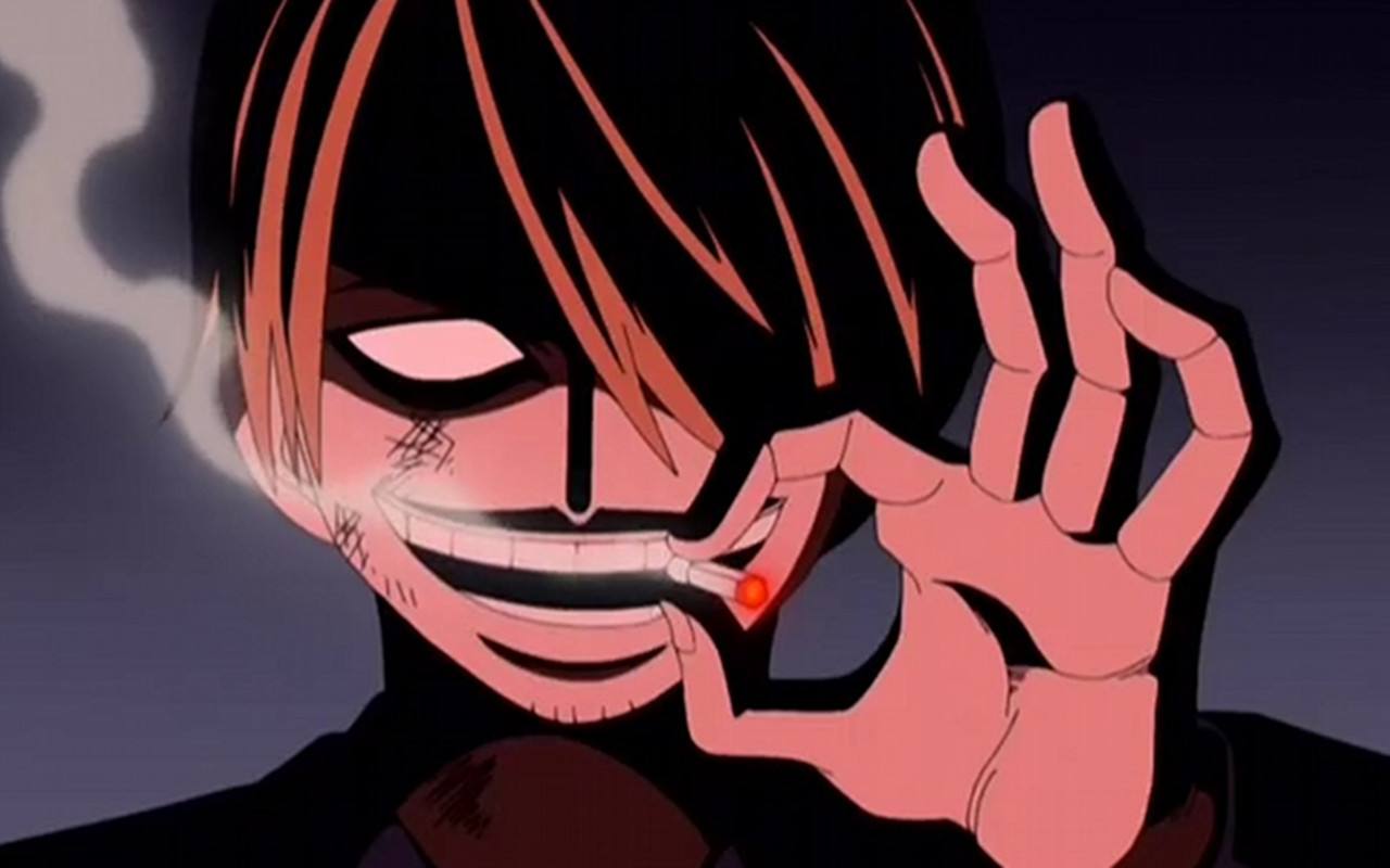 草帽海贼团厨师,金发,有着卷曲眉毛,永远遮住半边脸的家伙,香烟不离口