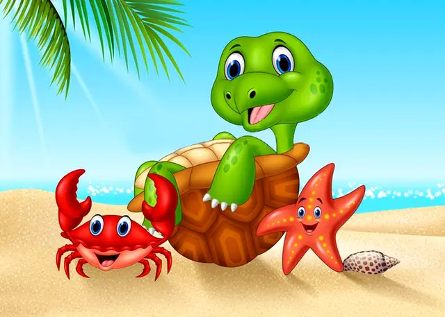 The story of the crab and the rabbit race, the tortoise cheers and ...