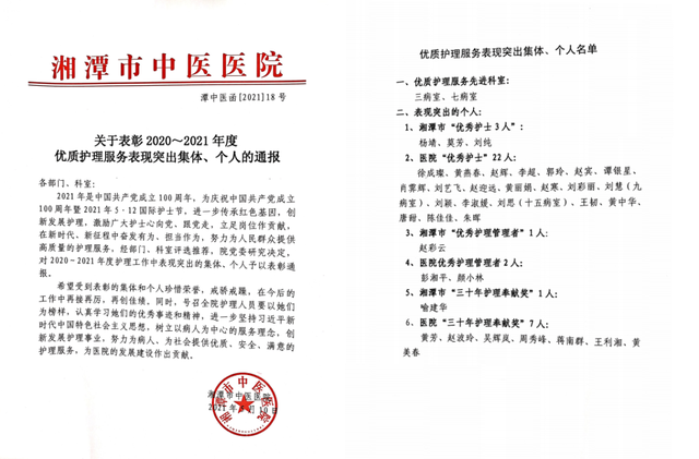 红心向党 筑梦护理新时代——湘潭市中医医院举行庆祝建党100周年暨5•12国际护士节表彰大会
