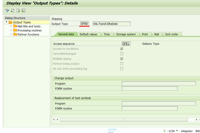 Output Type SPER Delete Inbound Delivery After We Reverse PGI for STO' outbound