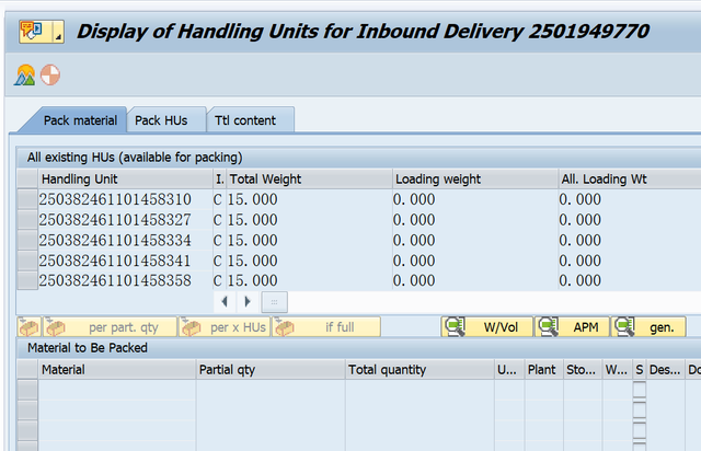 SAP MM VL09試圖取消收貨報錯說某個HU負庫存