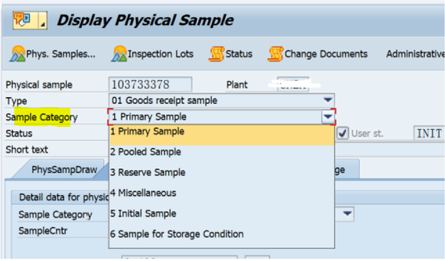 SAP QM 事務程式碼QPR3顯示一個Physical Sample Record