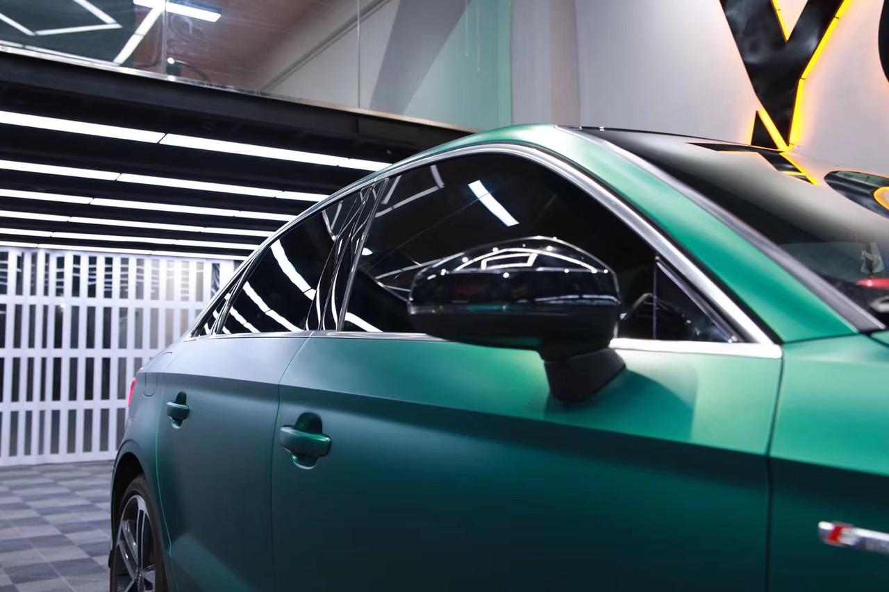 奥迪a3 电光祖母绿完工案例 艺创汽车改色贴膜,#学员招募