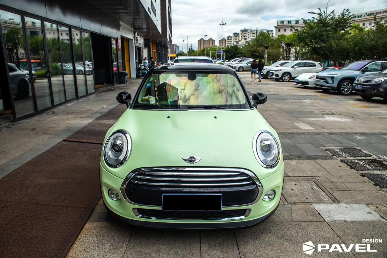 宝马mini 马卡龙蝴蝶绿改色夏天要有夏天的味道_懂车帝