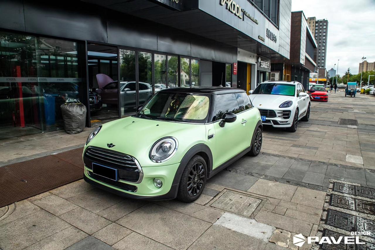 宝马mini 马卡龙蝴蝶绿改色夏天要有夏天的味道_懂车帝