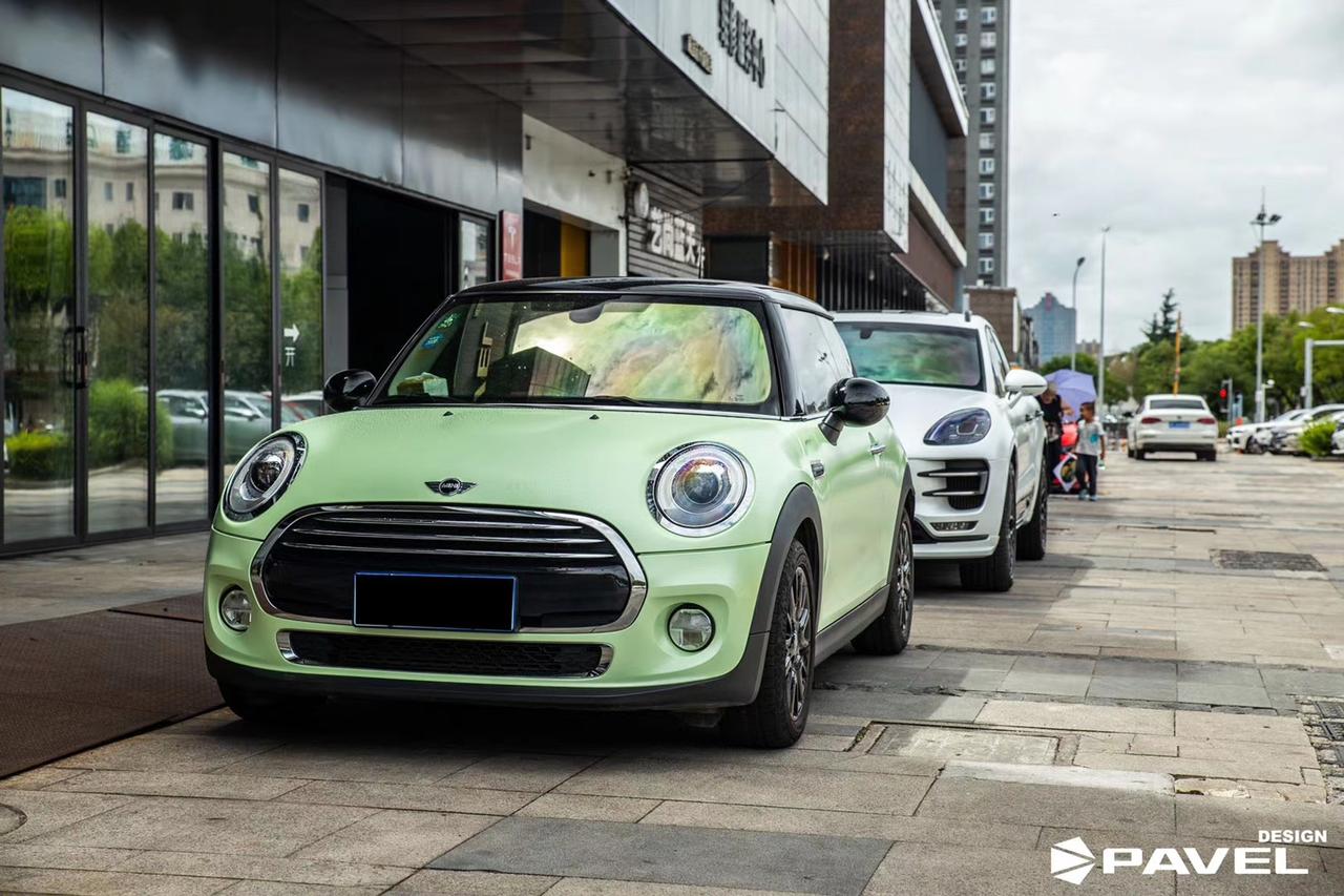 宝马mini 马卡龙蝴蝶绿改色夏天要有夏天的味道_懂车帝