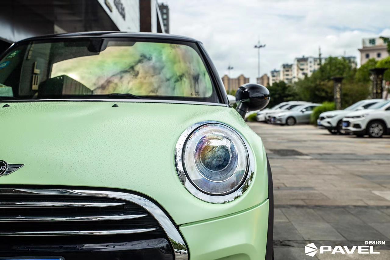 宝马mini 马卡龙蝴蝶绿改色夏天要有夏天的味道_懂车帝