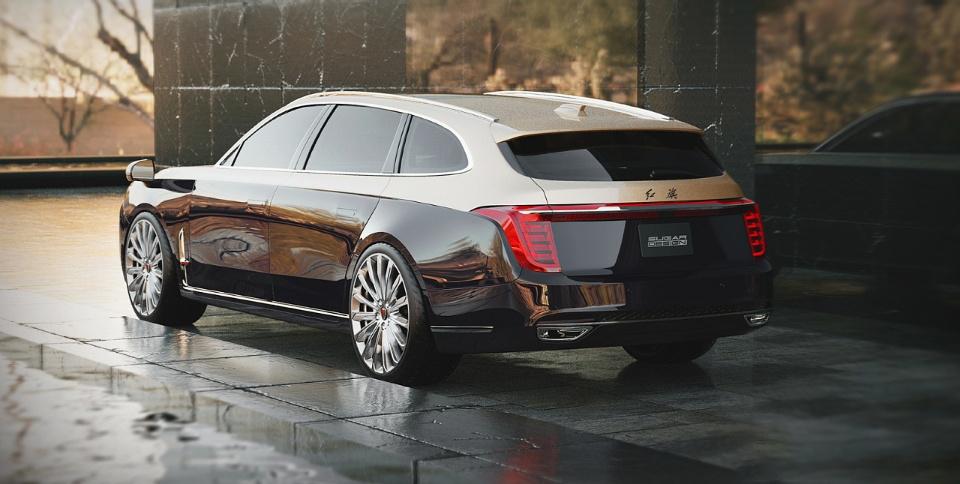 网传一组红旗h9旅行车的图片,美到极致!是心动啊 单色车身显