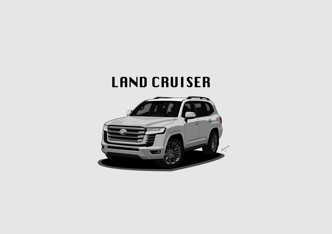 原创手绘汽车壁纸 37期丰田 全新兰德酷路泽 iphone