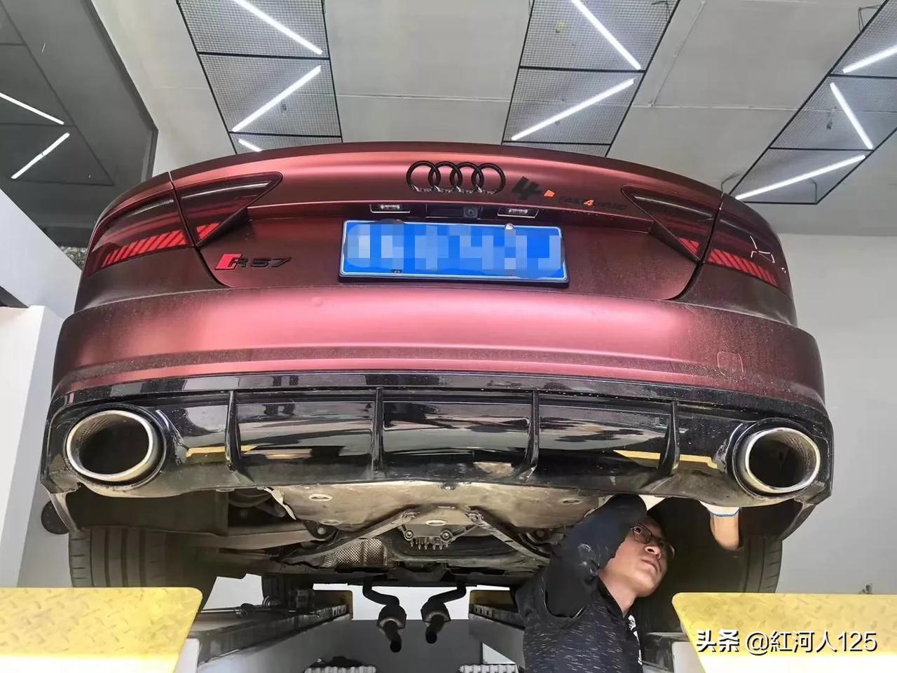 奥迪a7改装repose中尾段阀门排气装车效果