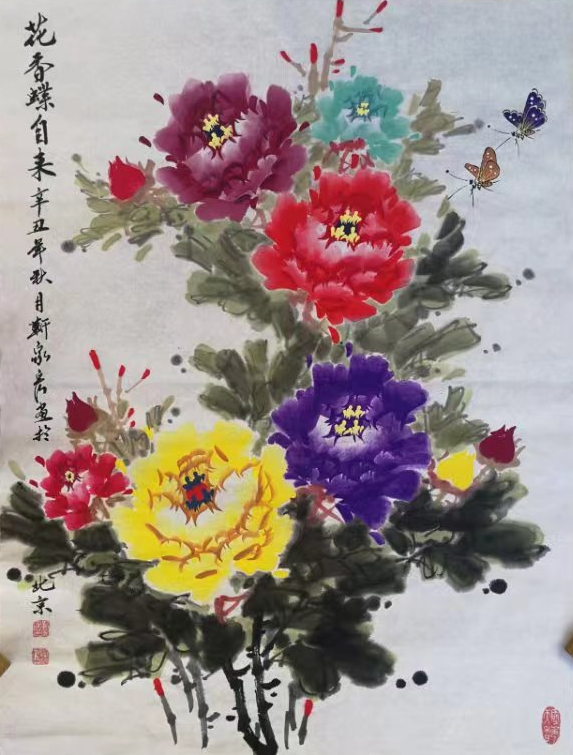 中国著名牡丹画家靳家宏作品展示