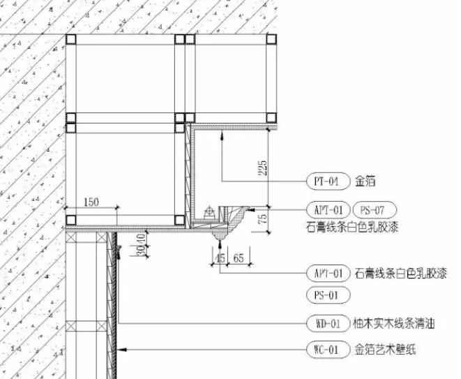 墻頂面金銀箔裝飾節(jié)點圖