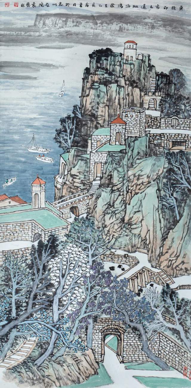 袁艺 《东欧印象五》中国画 136cm×68cm