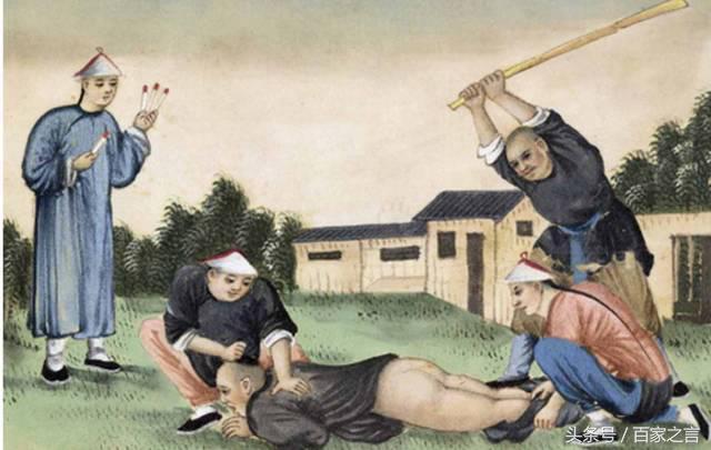 根据配图,我们可以预见当时犯人挨打的场景.