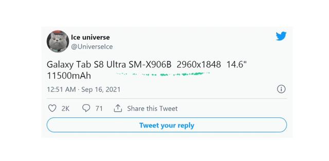 「爆料」三星Galaxy Tab S8 Ultra信息配置曝光汇总
