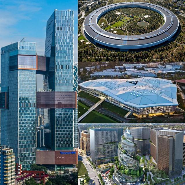 以企业总部来看全球市值前十高的科技公司——腾讯摩天楼傲视群雄