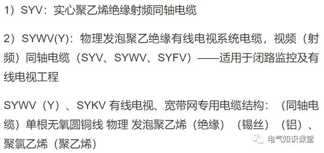 电缆规格型号一览表,电缆规格型号有哪些