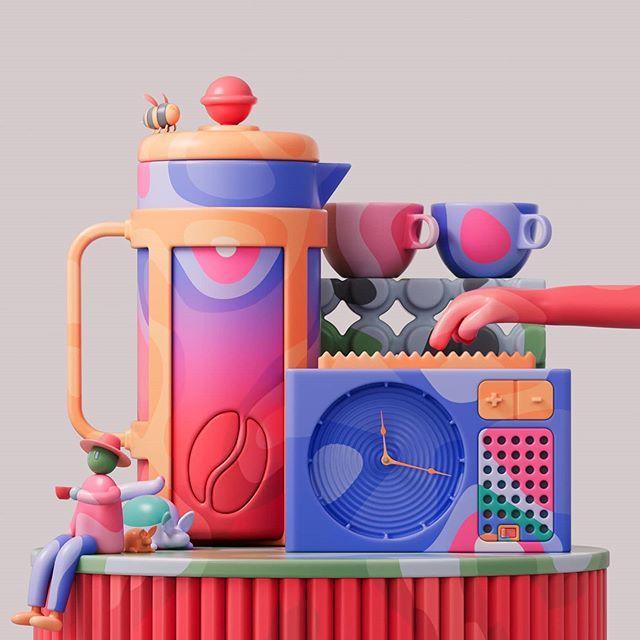 配色愉悦C4D模型设计|SiddhantJaokar