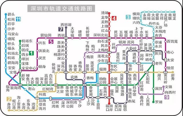 深圳地铁线路图最新 2018年深圳地铁已开通了几条线路