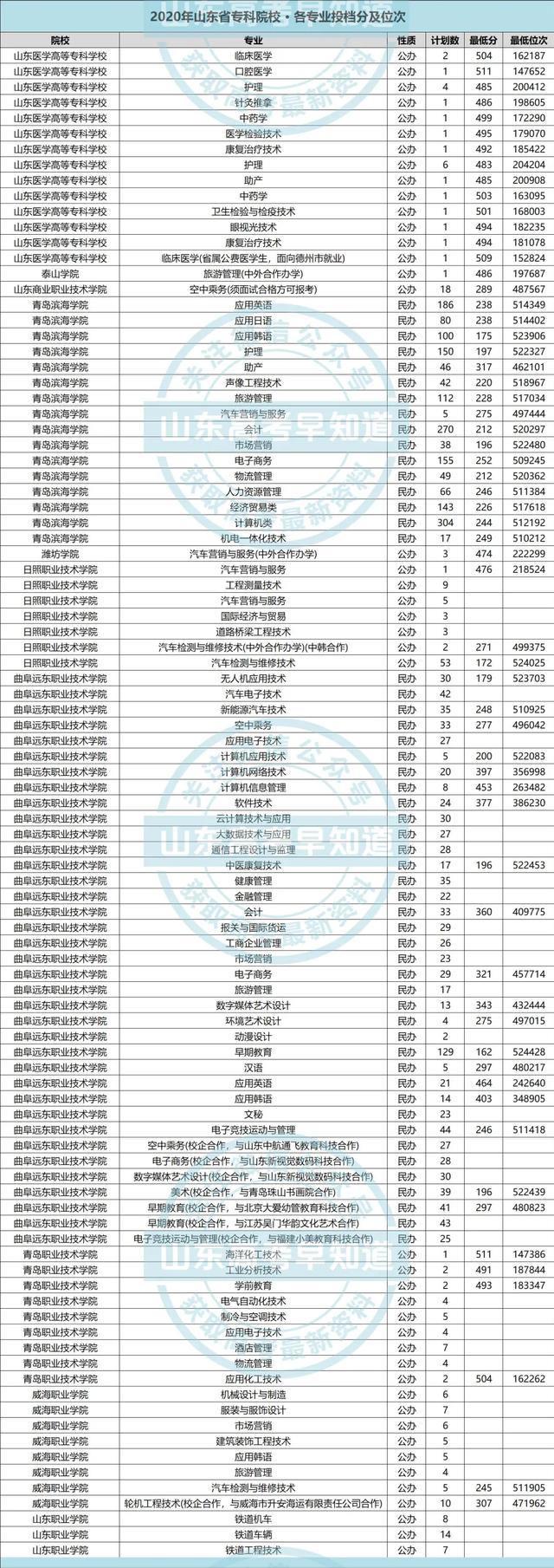 山东大专学校排名