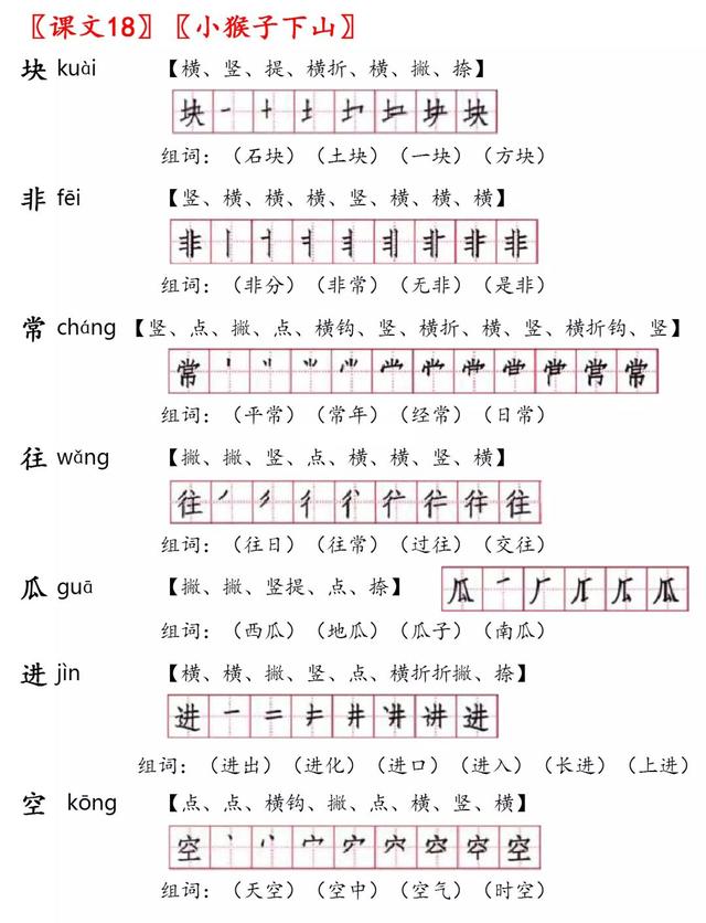 总组词，一年级人教版语文下册生字笔顺组词带拼音？