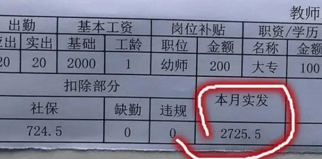 女幼师抱怨自己工资太低，看到工资单之后，家长：还不知足？