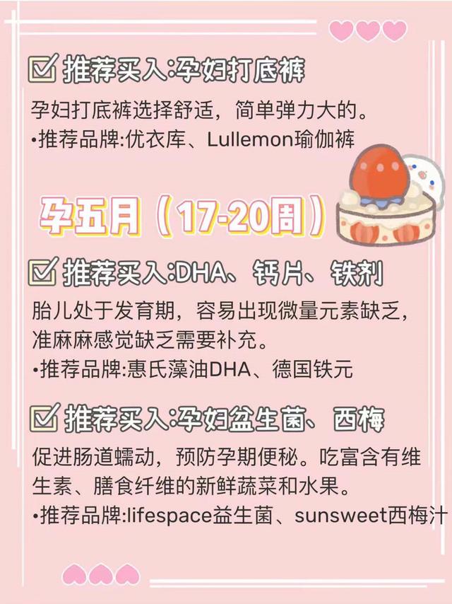 怀孕后每个月需要买什么？