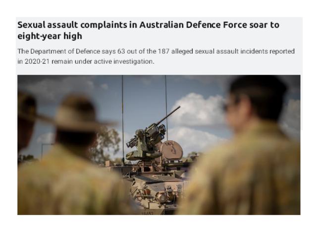 澳洲国防部队的性侵犯投诉飙升至8年来的最高水平