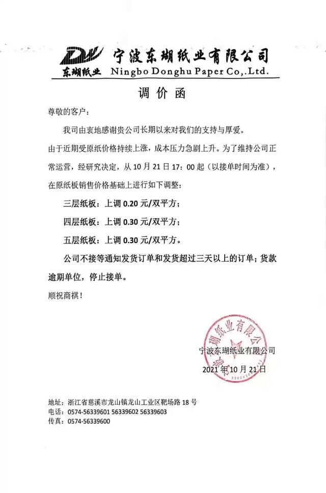 山鹰再发涨价函，第六轮涨价已经开始，下单前重新询价已成常态