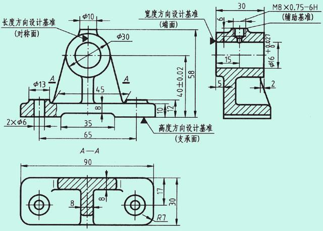 经典机械零件图纸尺寸标注解读——减速器输出轴、轴承座