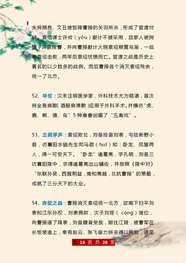 衡中名师总结：100条历史典故，打印掌握好，智商情商双高
