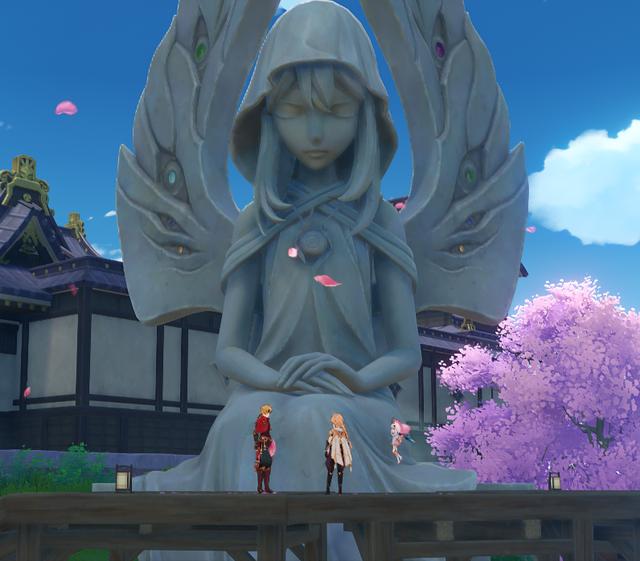 这座神像确实蔚为壮观,比起蒙德的风神像有过之而无不及