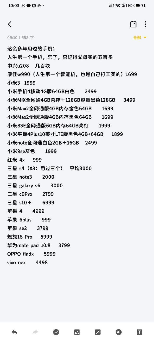 這些年用過的手機數碼