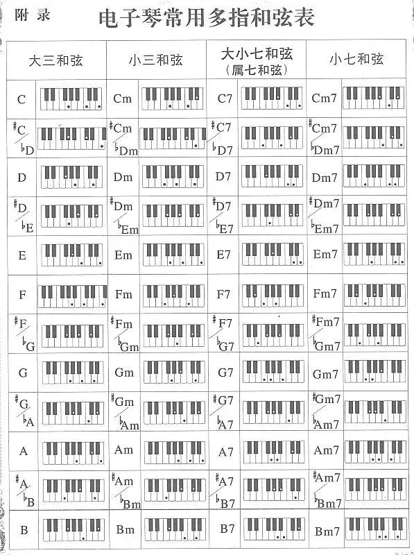 电子琴的12音调图图片