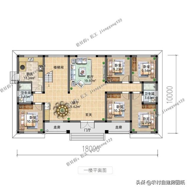 農村一層房屋設計圖5款一層農村平房設計圖大戶型