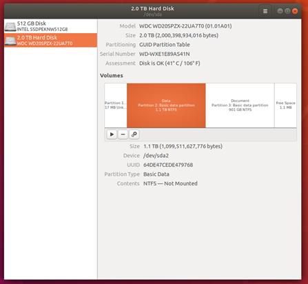 双系统win10+ubuntu18.04 中使用自带工具，自动挂载ntfs磁盘